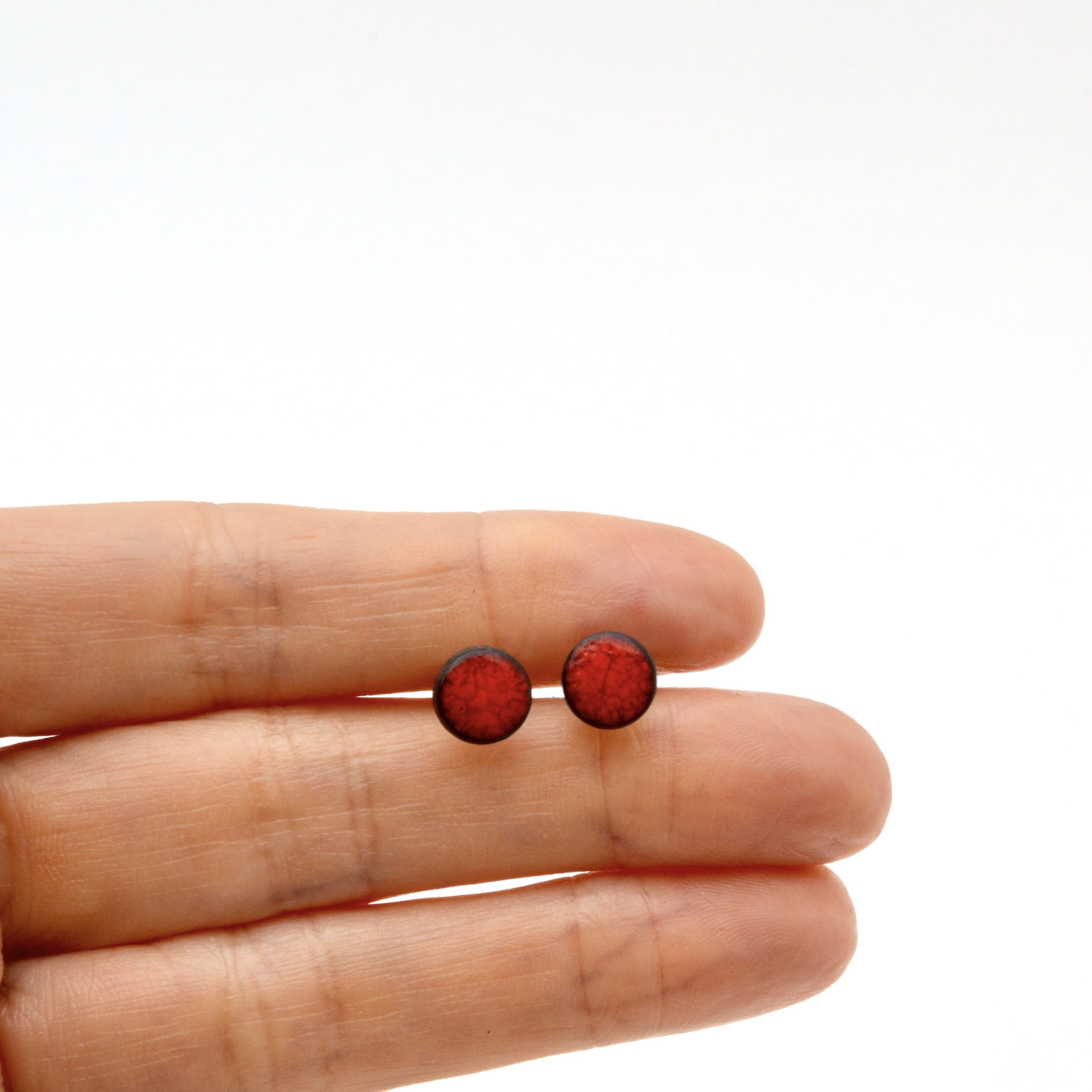 Pendiente Rojo mini redondo 1_Pendientes_nohe